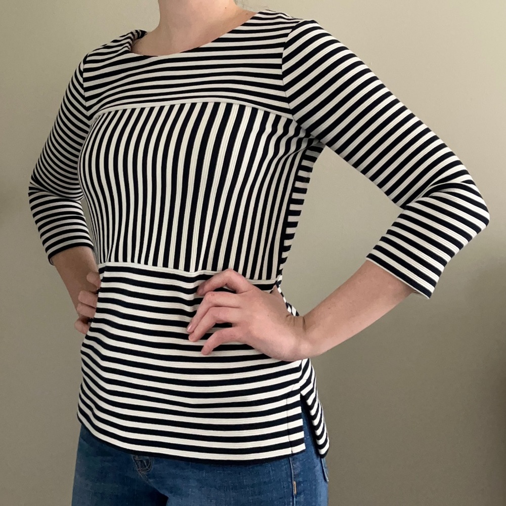 Madewell Striped 3/4 Sleeve Shirt, size XS